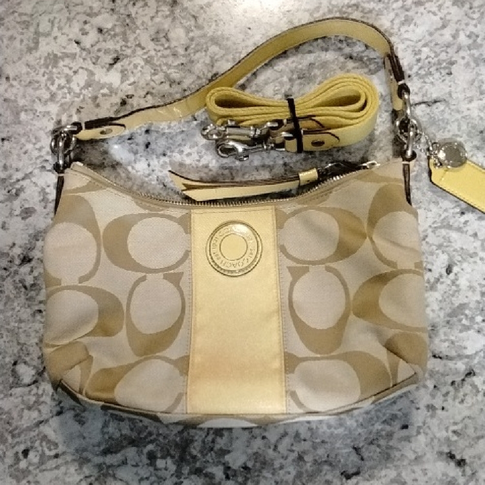 Coach Beige and Yellow Crossbody Bag